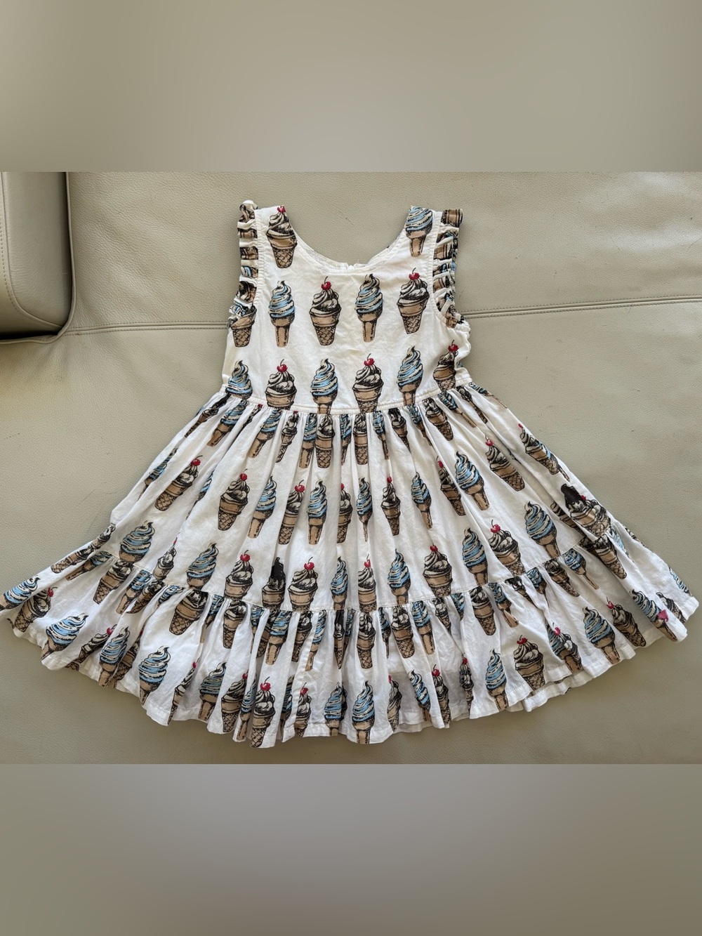 Pink Chicken White Twisted Ice Cream Cone Print Sleeveless Dress Size 6